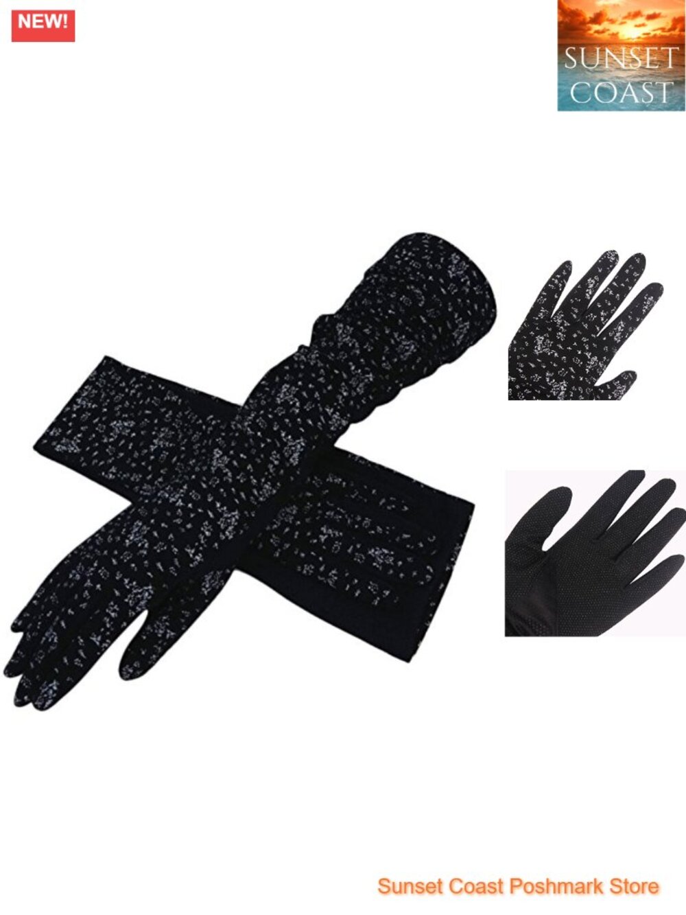 Womens Long Gloves Sun Protection Full Finger Floral Arm Sleeves Lightweight